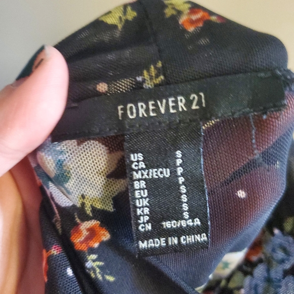 Forever 21 floral mesh bodysuit small - Picture 2 of 4